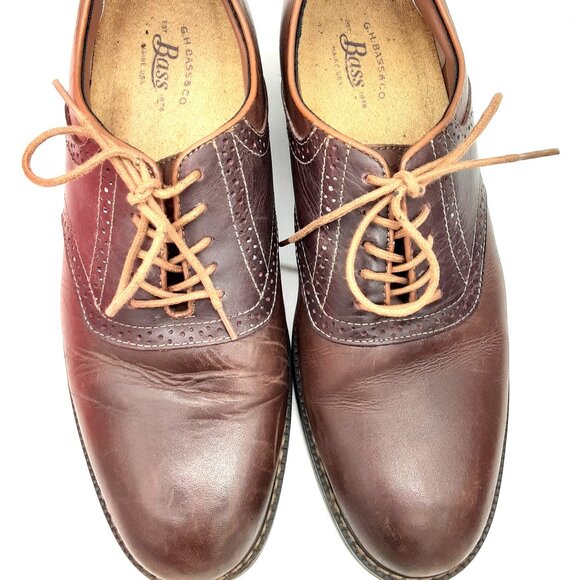 GH Bass & Co Men's BASS Drew Size 11.5 medium, Small worn spot on back Left Shoe - Picture 1 of 10